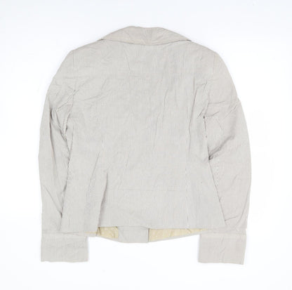 Papaya Womens Beige Striped Cotton Jacket Suit Jacket Size 14