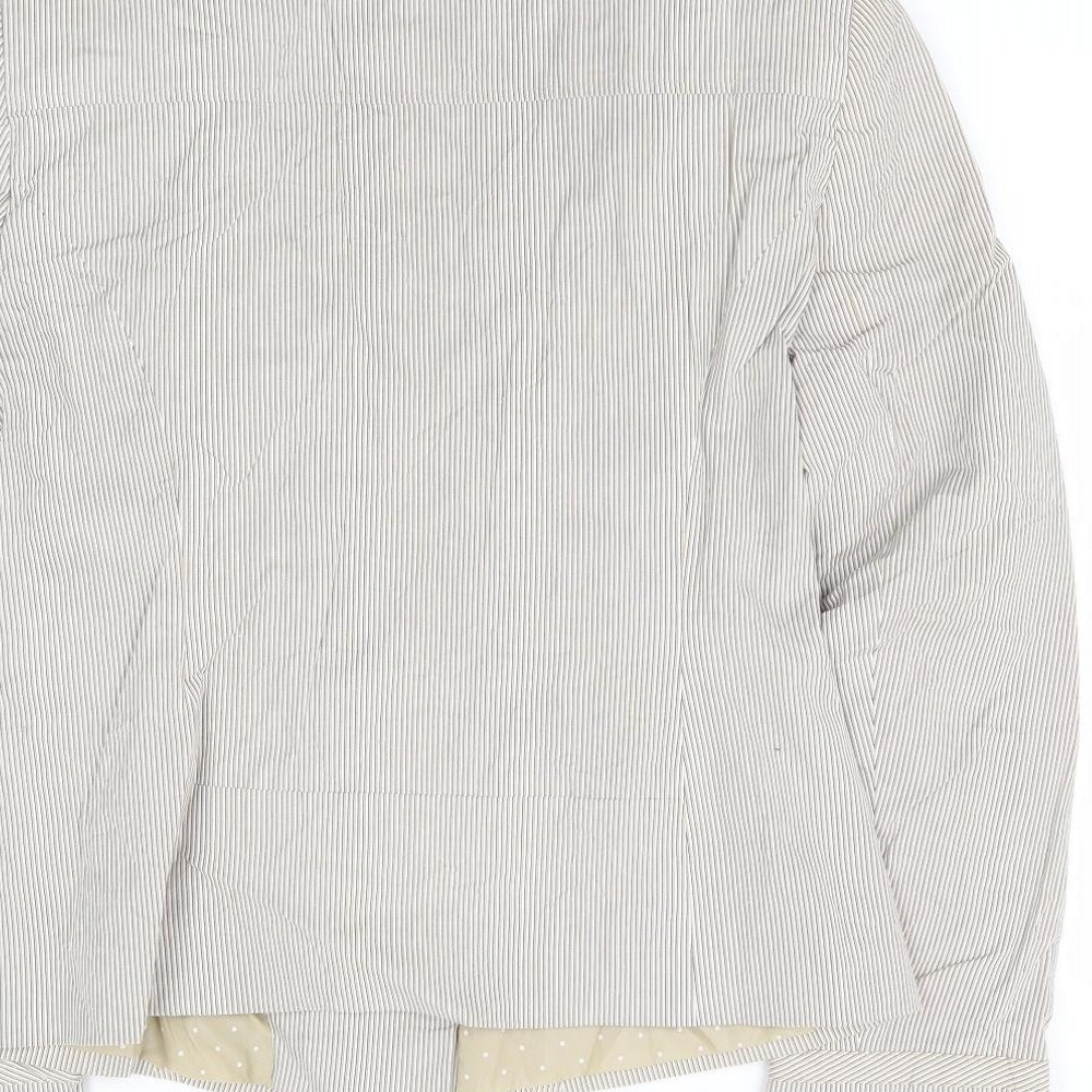 Papaya Womens Beige Striped Cotton Jacket Suit Jacket Size 14