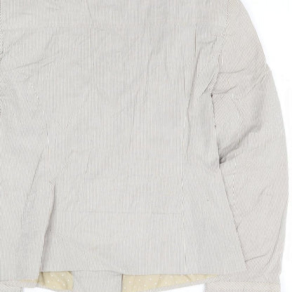 Papaya Womens Beige Striped Cotton Jacket Suit Jacket Size 14