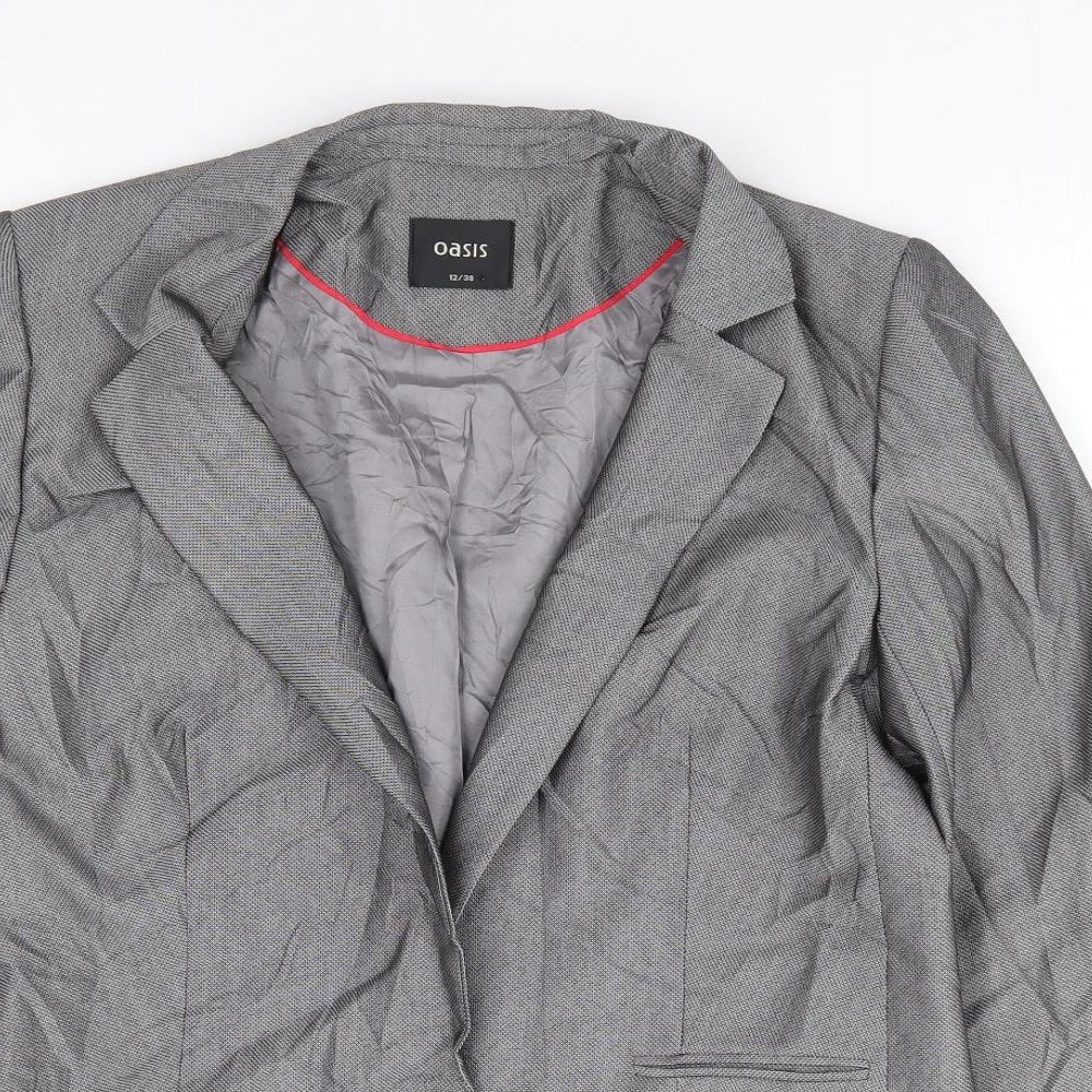 Oasis Womens Grey Polyester Jacket Suit Jacket Size 12