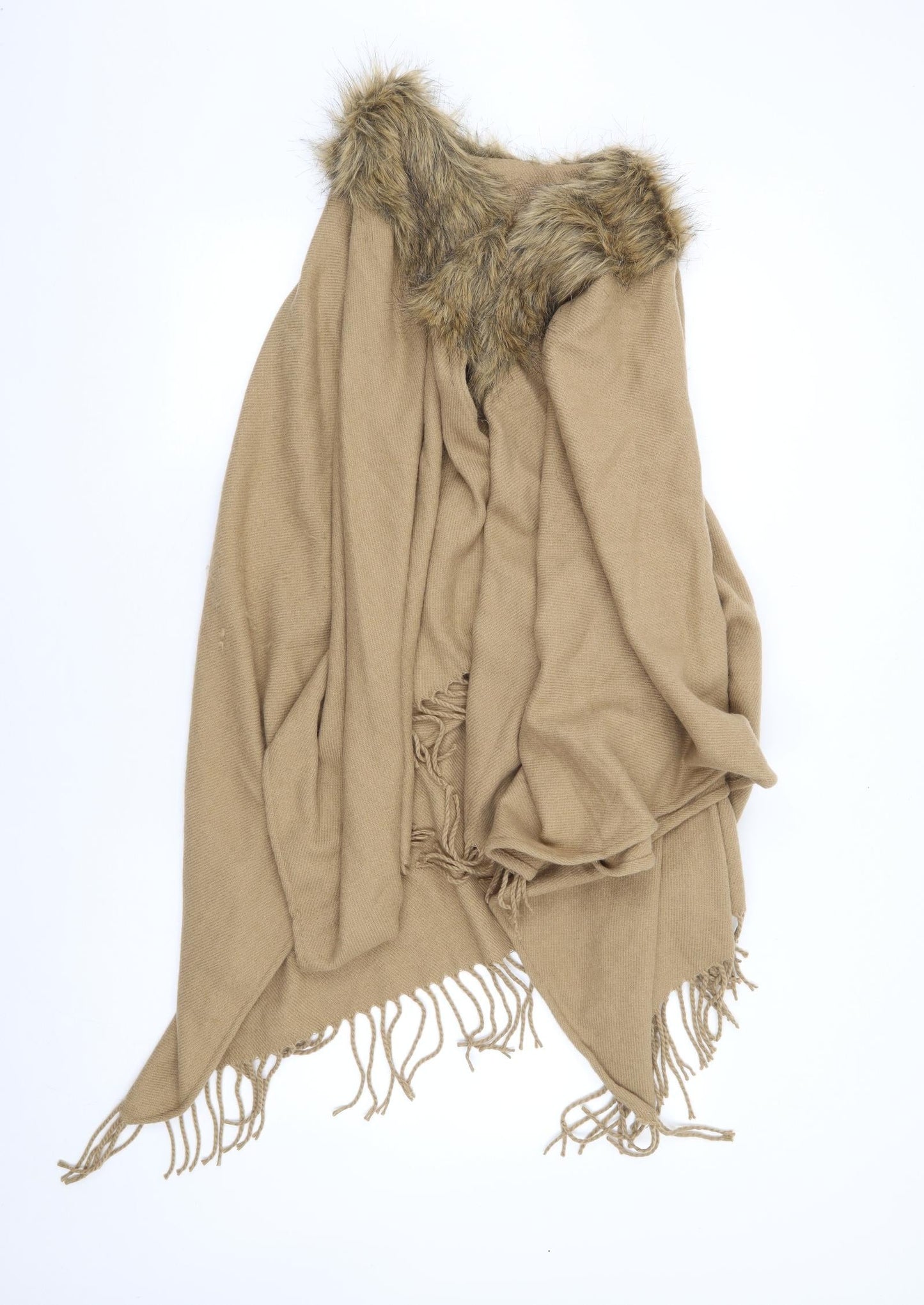 Preworn Womens Brown V-Neck Acrylic Cape Jumper One Size