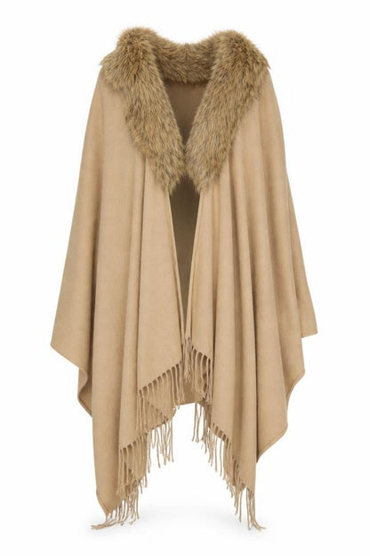 Preworn Womens Brown V-Neck Acrylic Cape Jumper One Size
