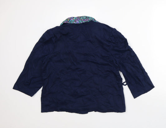 Debenhams Womens Blue Floral Jacket Blazer Size 18