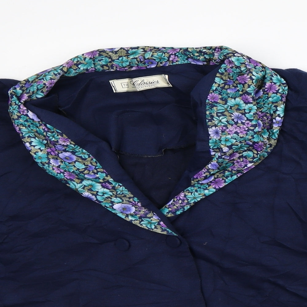 Debenhams Womens Blue Floral Jacket Blazer Size 18