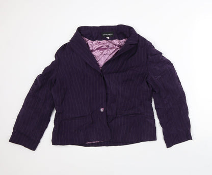 Daniel Design Womens Purple Striped Jacket Blazer Size 14