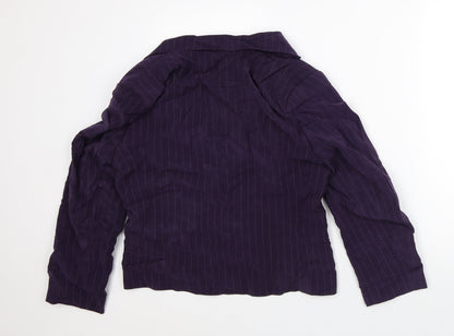 Daniel Design Womens Purple Striped Jacket Blazer Size 14