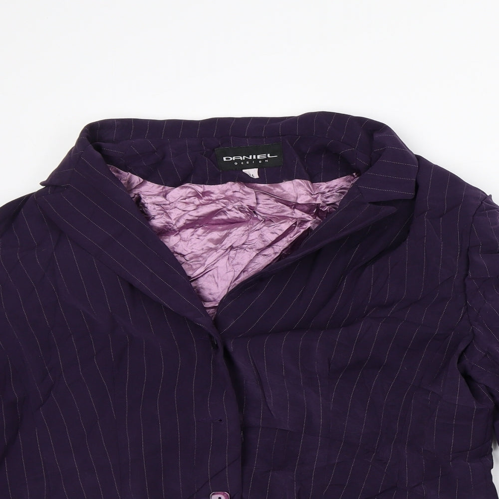 Daniel Design Womens Purple Striped Jacket Blazer Size 14