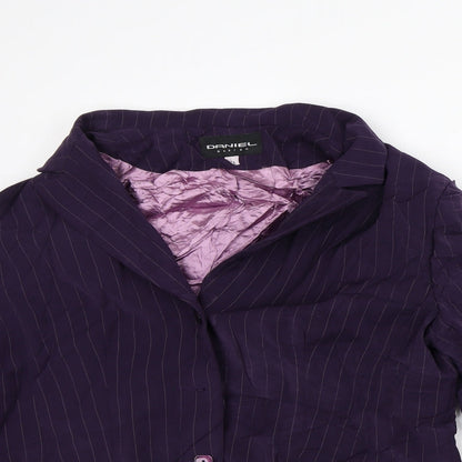 Daniel Design Womens Purple Striped Jacket Blazer Size 14