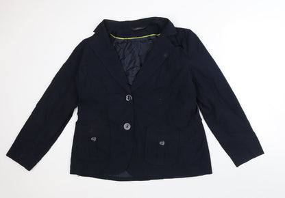 Bonmarché Womens Blue Striped Jacket Blazer Size 18