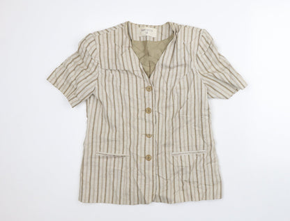 Bonmarché Womens Beige Striped Jacket Blazer Size 12