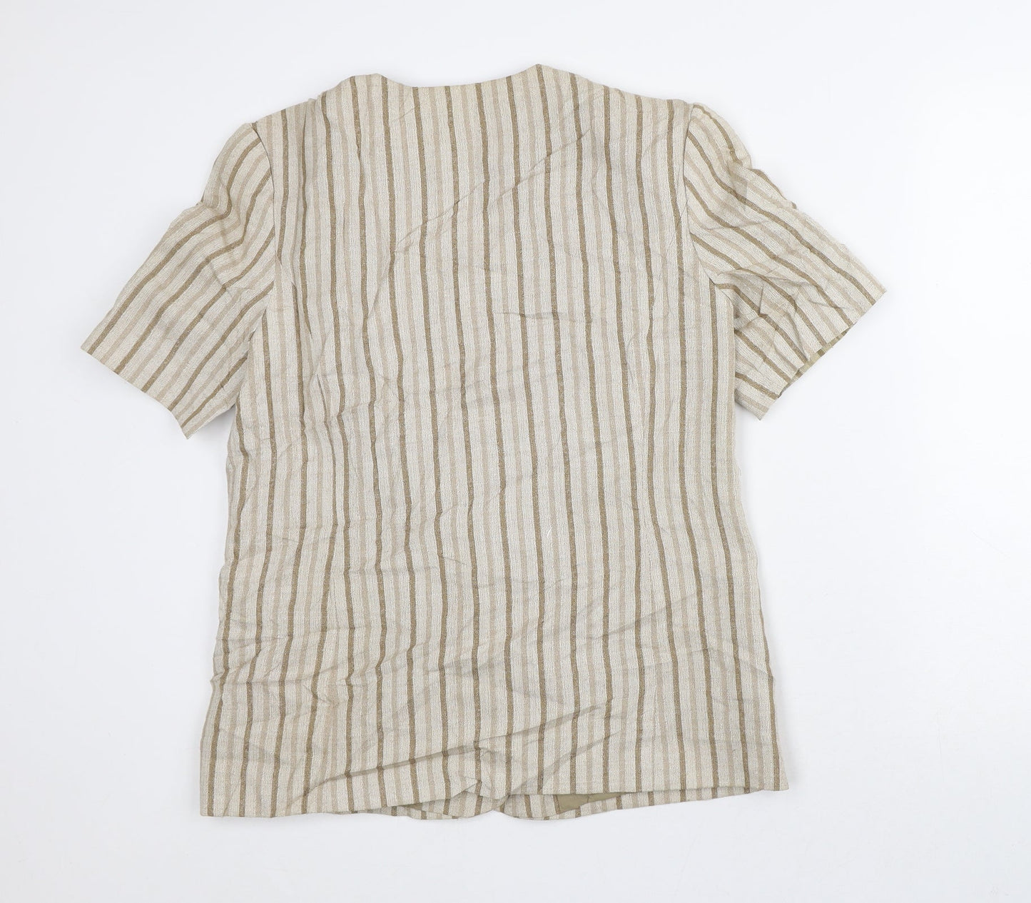 Bonmarché Womens Beige Striped Jacket Blazer Size 12
