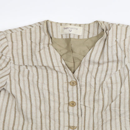 Bonmarché Womens Beige Striped Jacket Blazer Size 12