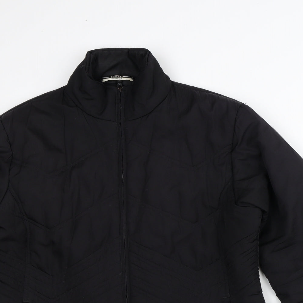 George Womens Black Quilted Coat Size 14