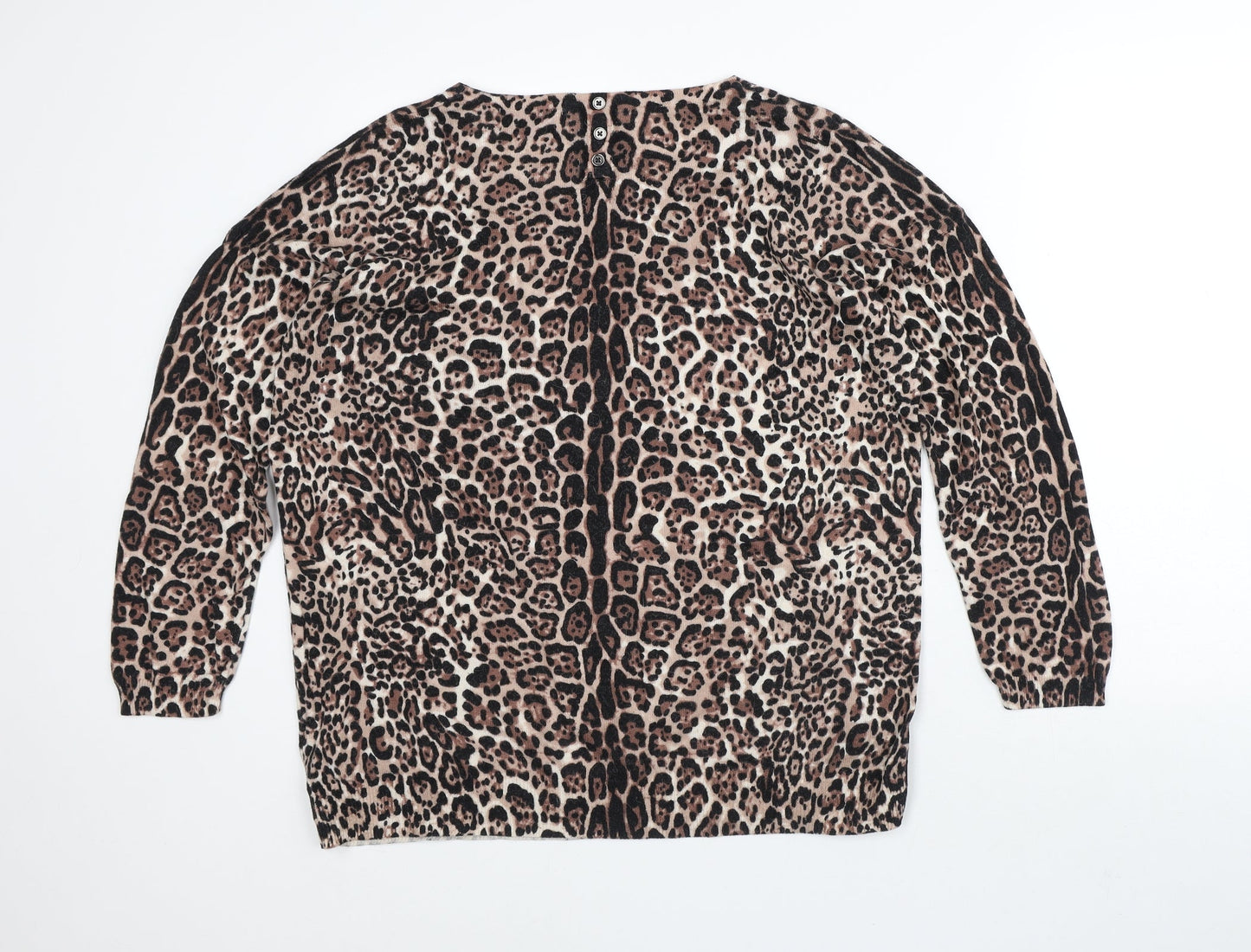 Wallis Womens Brown Animal Print Cotton Pullover Sweatshirt Size L