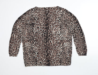 Wallis Womens Brown Animal Print Cotton Pullover Sweatshirt Size L