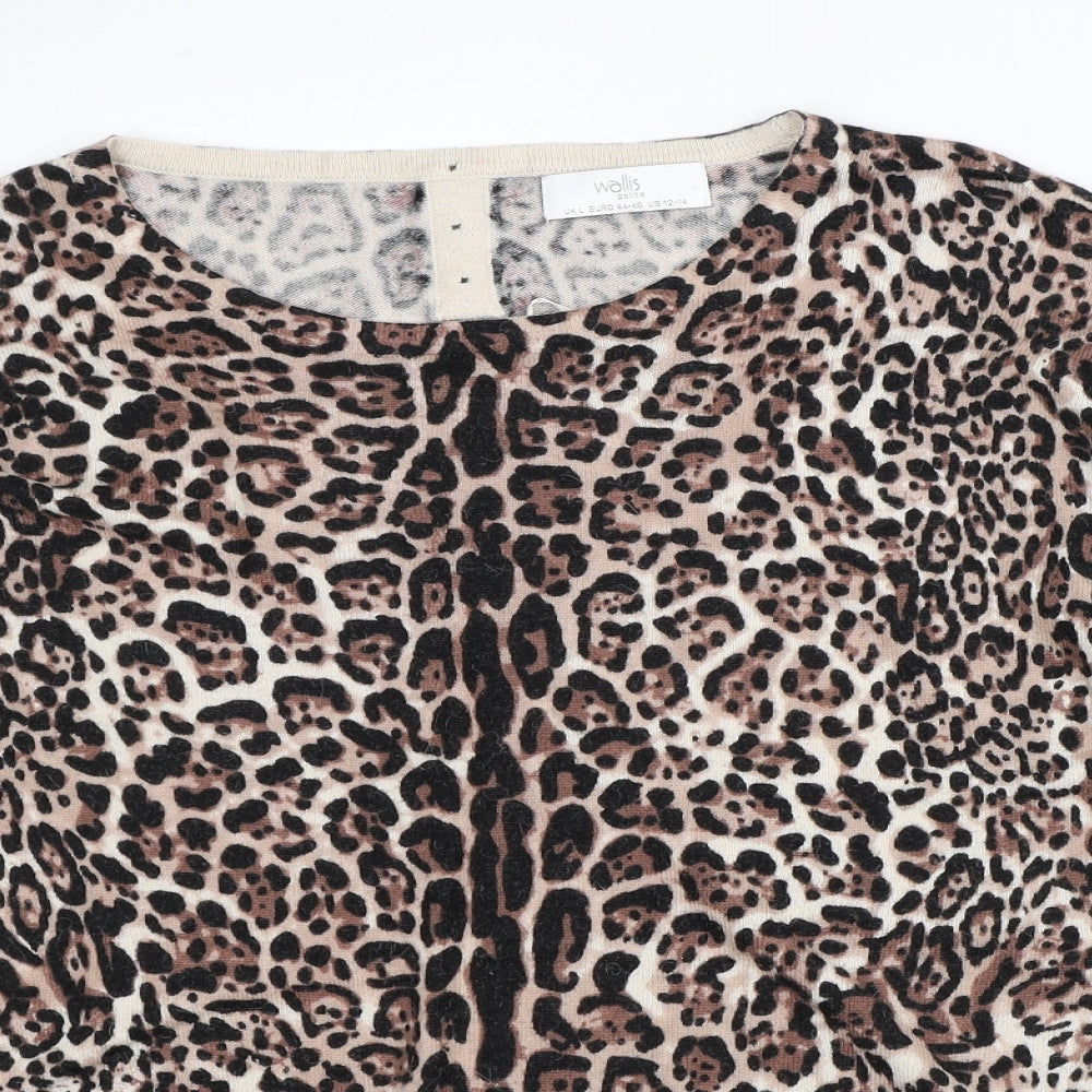 Wallis Womens Brown Animal Print Cotton Pullover Sweatshirt Size L