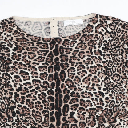 Wallis Womens Brown Animal Print Cotton Pullover Sweatshirt Size L