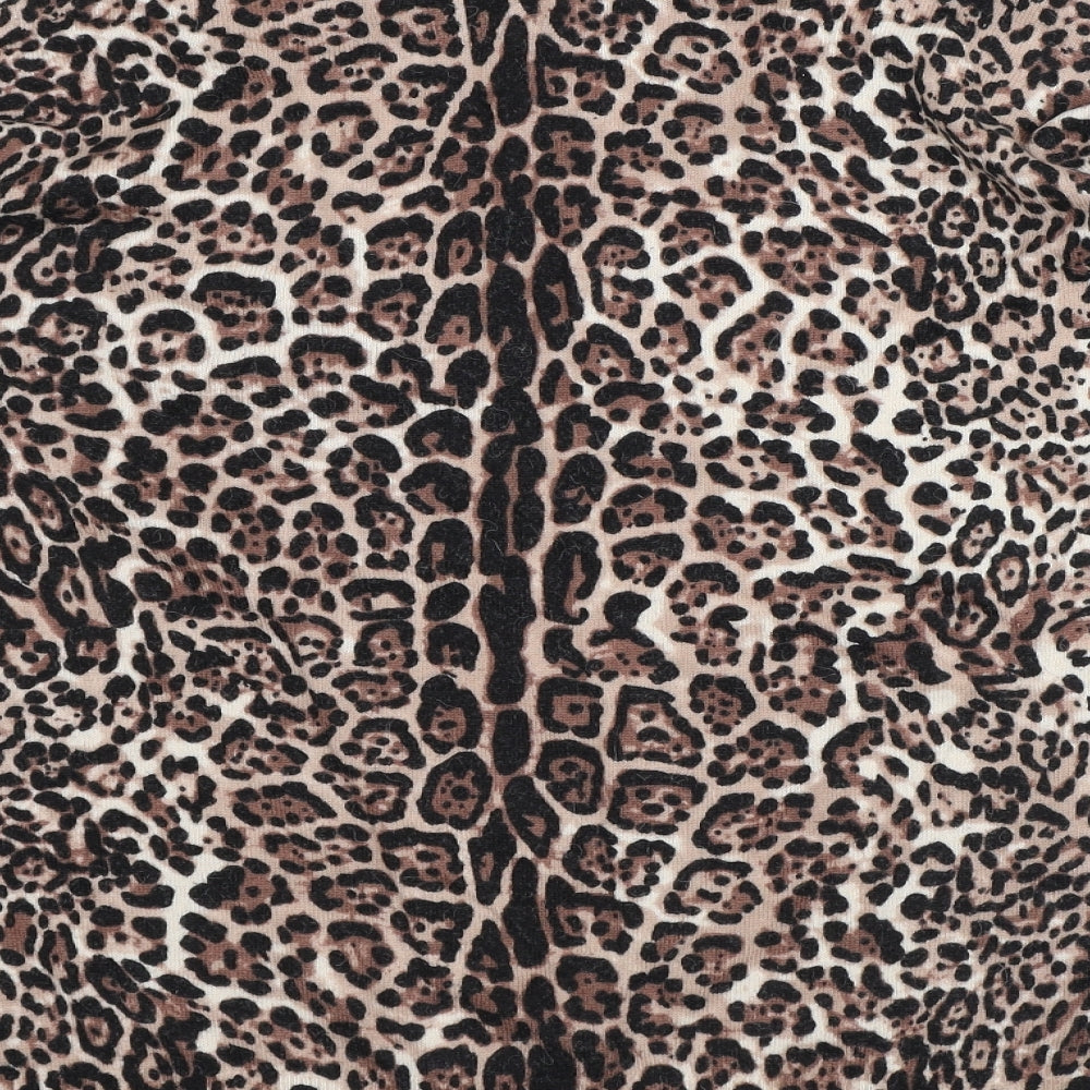 Wallis Womens Brown Animal Print Cotton Pullover Sweatshirt Size L