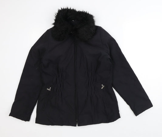Klass Womens Black Quilted Coat Size S