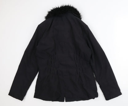Klass Womens Black Quilted Coat Size S