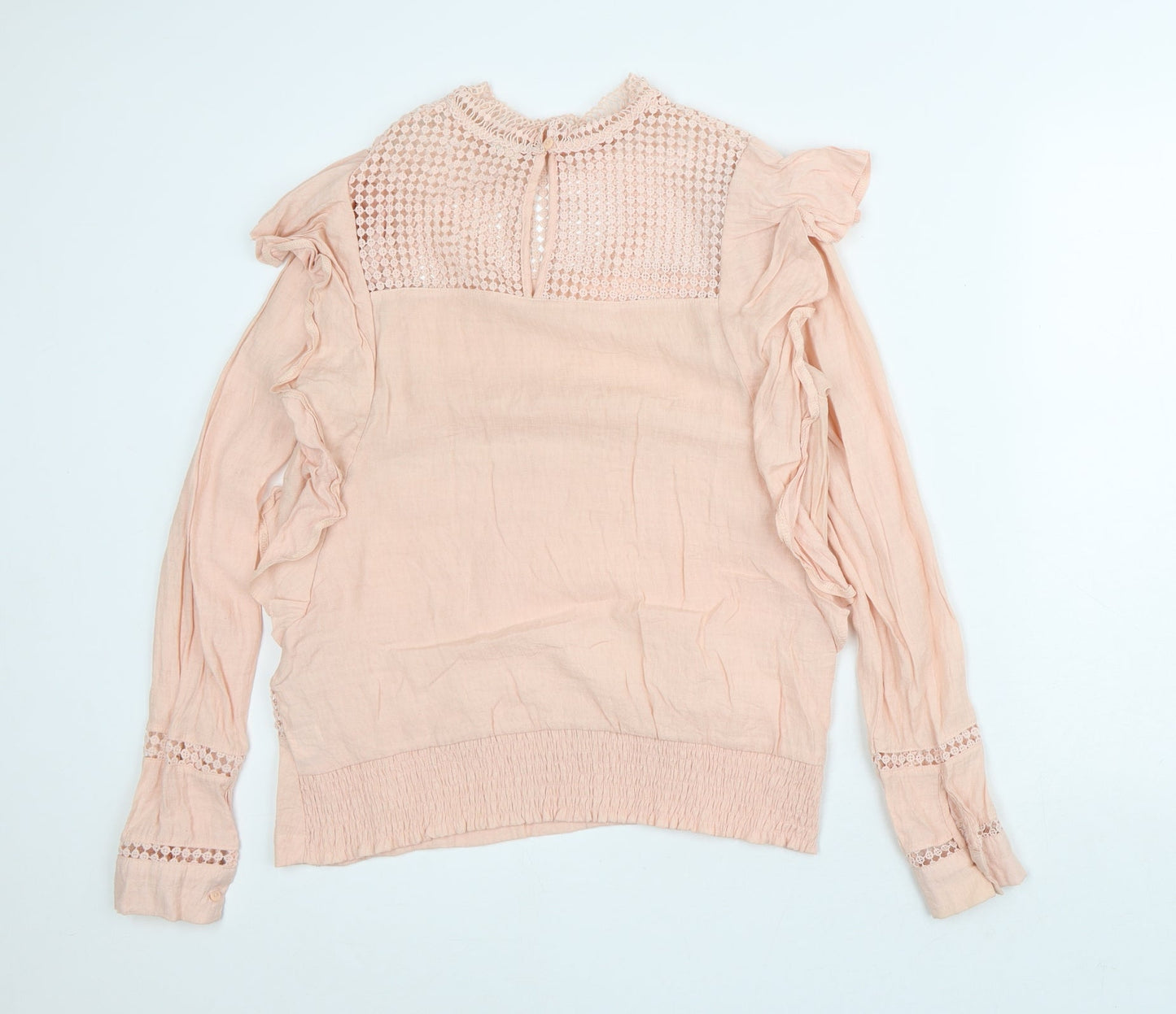 Kilky Womens Pink Polyester Basic Blouse Size M High Neck