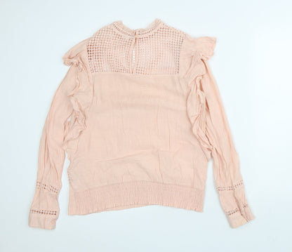 Kilky Womens Pink Polyester Basic Blouse Size M High Neck