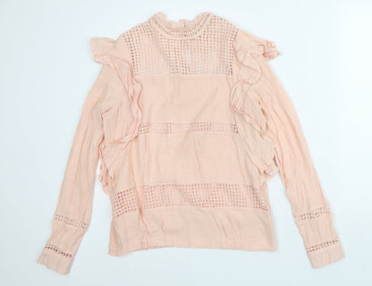 Kilky Womens Pink Polyester Basic Blouse Size M High Neck