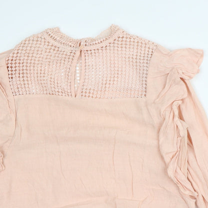 Kilky Womens Pink Polyester Basic Blouse Size M High Neck