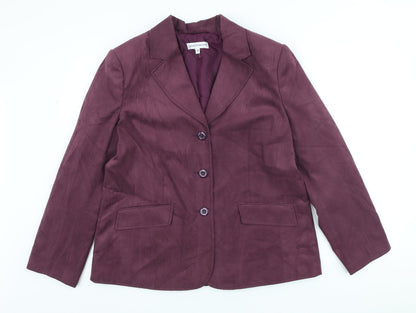 Gray&Osbourn Womens Purple Polyester Jacket Blazer Size 16