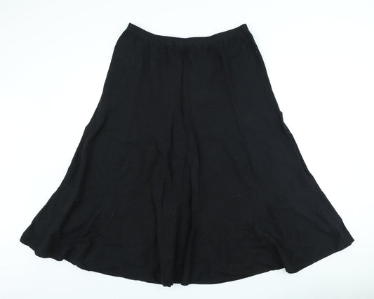Anthology Womens Black Viscose Pleated Skirt Size 16
