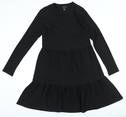 New Look Womens Black Polyester A-Line Size 8 Round Neck