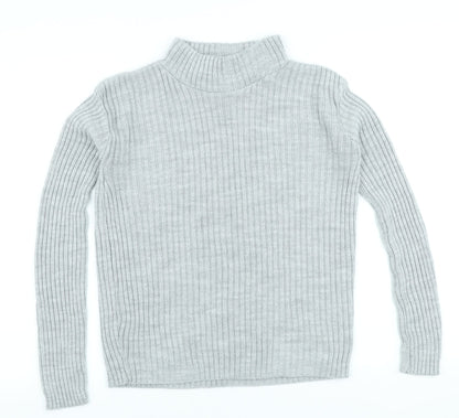 Boohoo Womens Beige Acrylic Basic T-Shirt Size M High Neck