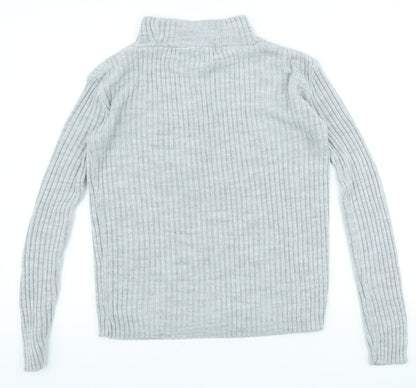 Boohoo Womens Beige Acrylic Basic T-Shirt Size M High Neck