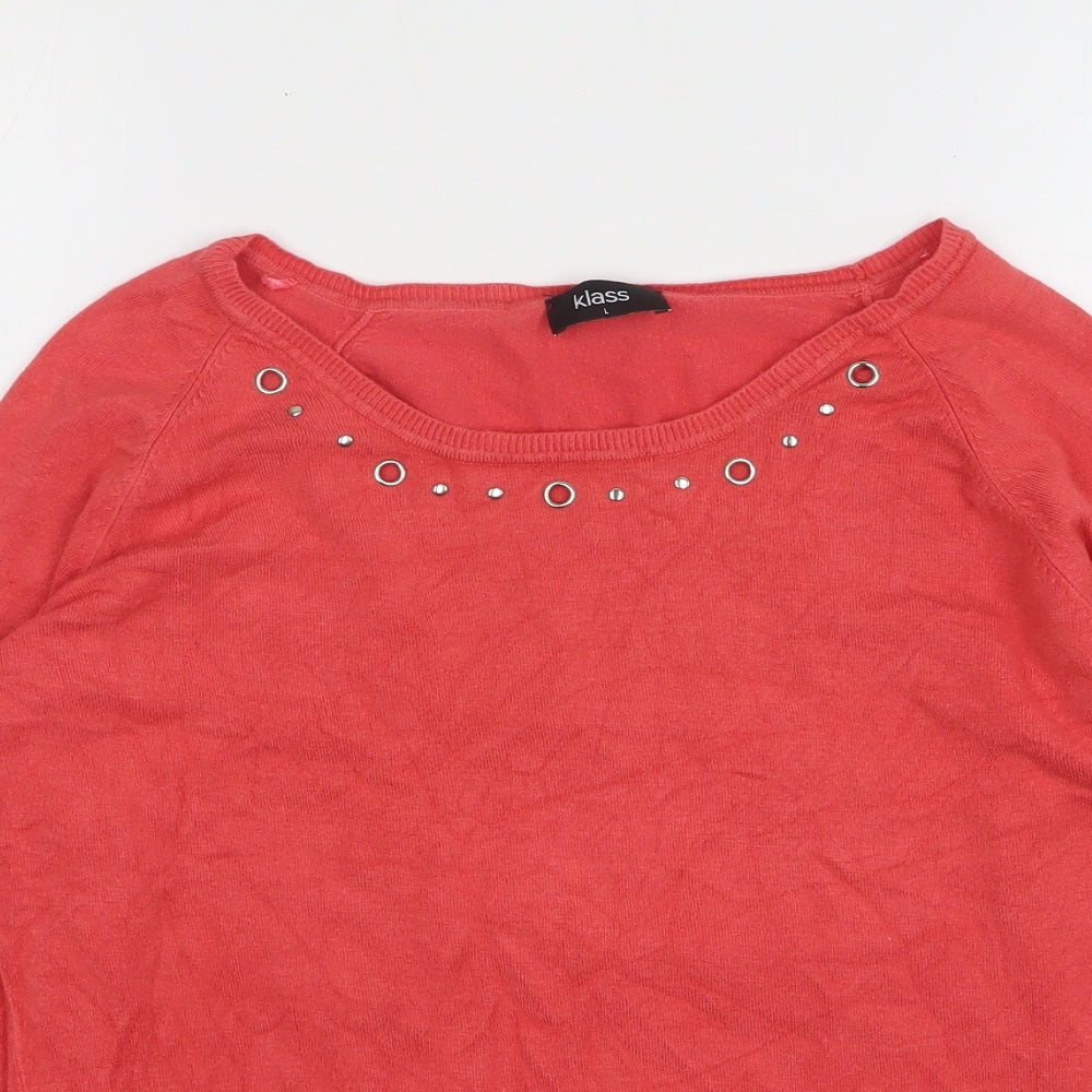 Womens UK Size L Klass Pink Pullover Jumper