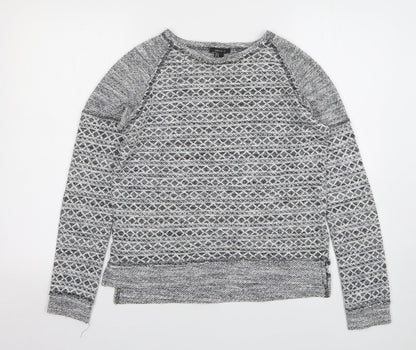 FOREVER 21 Womens Grey Round Neck Geometric Polyester Pullover Jumper Size M