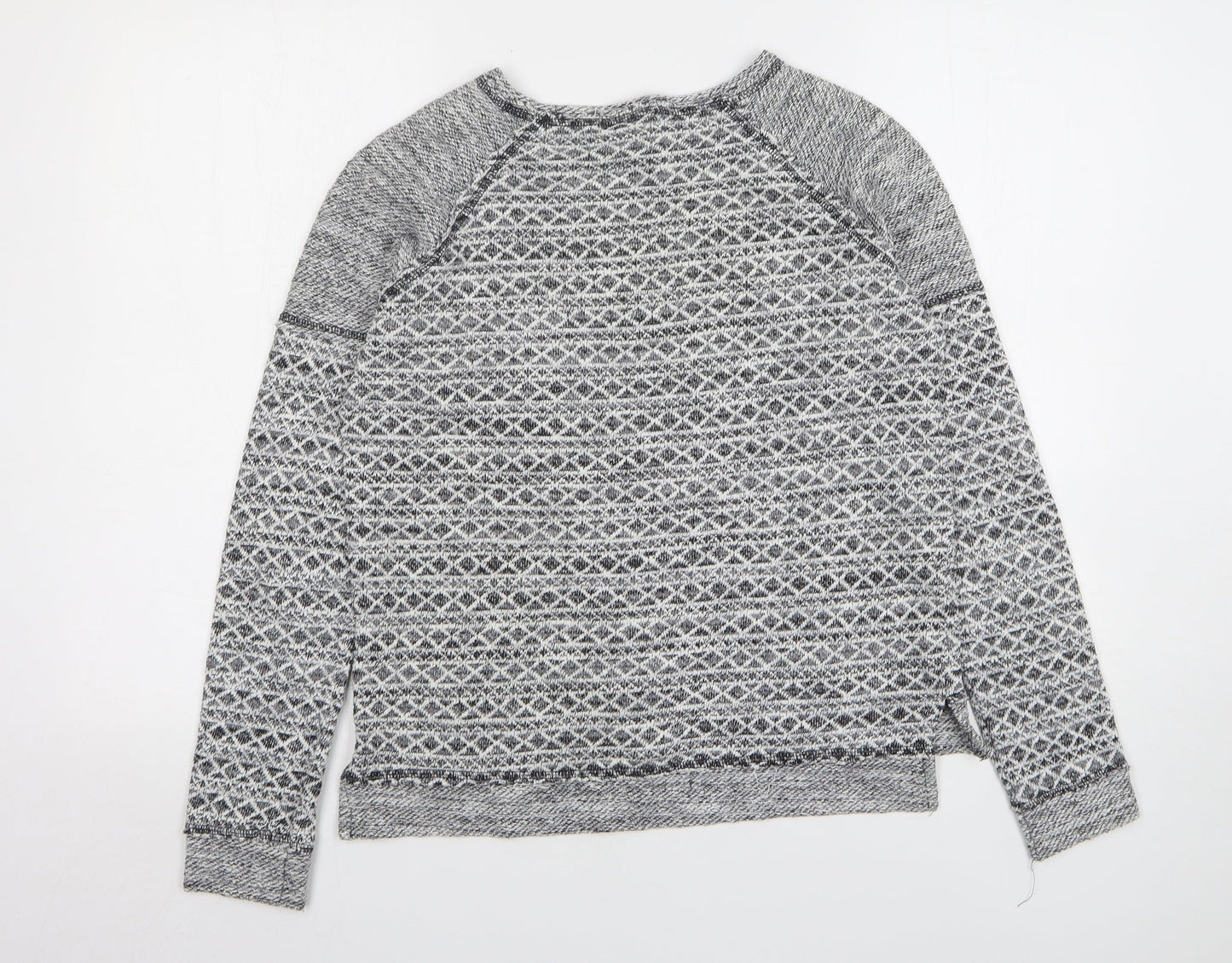 FOREVER 21 Womens Grey Round Neck Geometric Polyester Pullover Jumper Size M