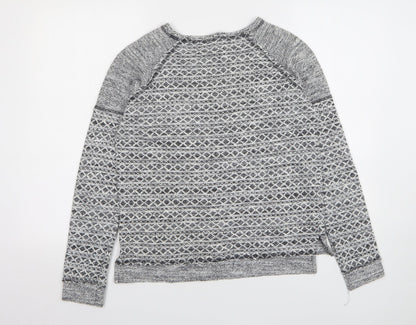 FOREVER 21 Womens Grey Round Neck Geometric Polyester Pullover Jumper Size M
