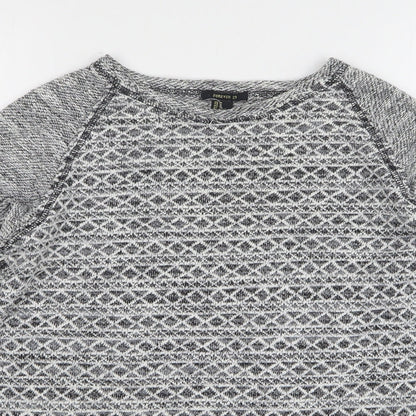 FOREVER 21 Womens Grey Round Neck Geometric Polyester Pullover Jumper Size M