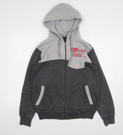 GR. Raw Womens Grey Cotton Full Zip Hoodie Size S