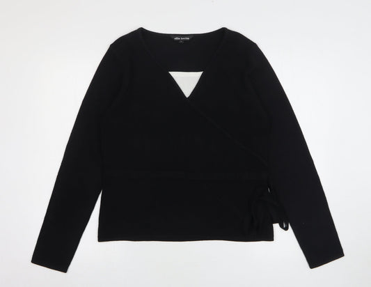 Ellie Louise Womens Black V-Neck Acrylic Pullover Jumper Size L