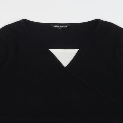 Ellie Louise Womens Black V-Neck Acrylic Pullover Jumper Size L