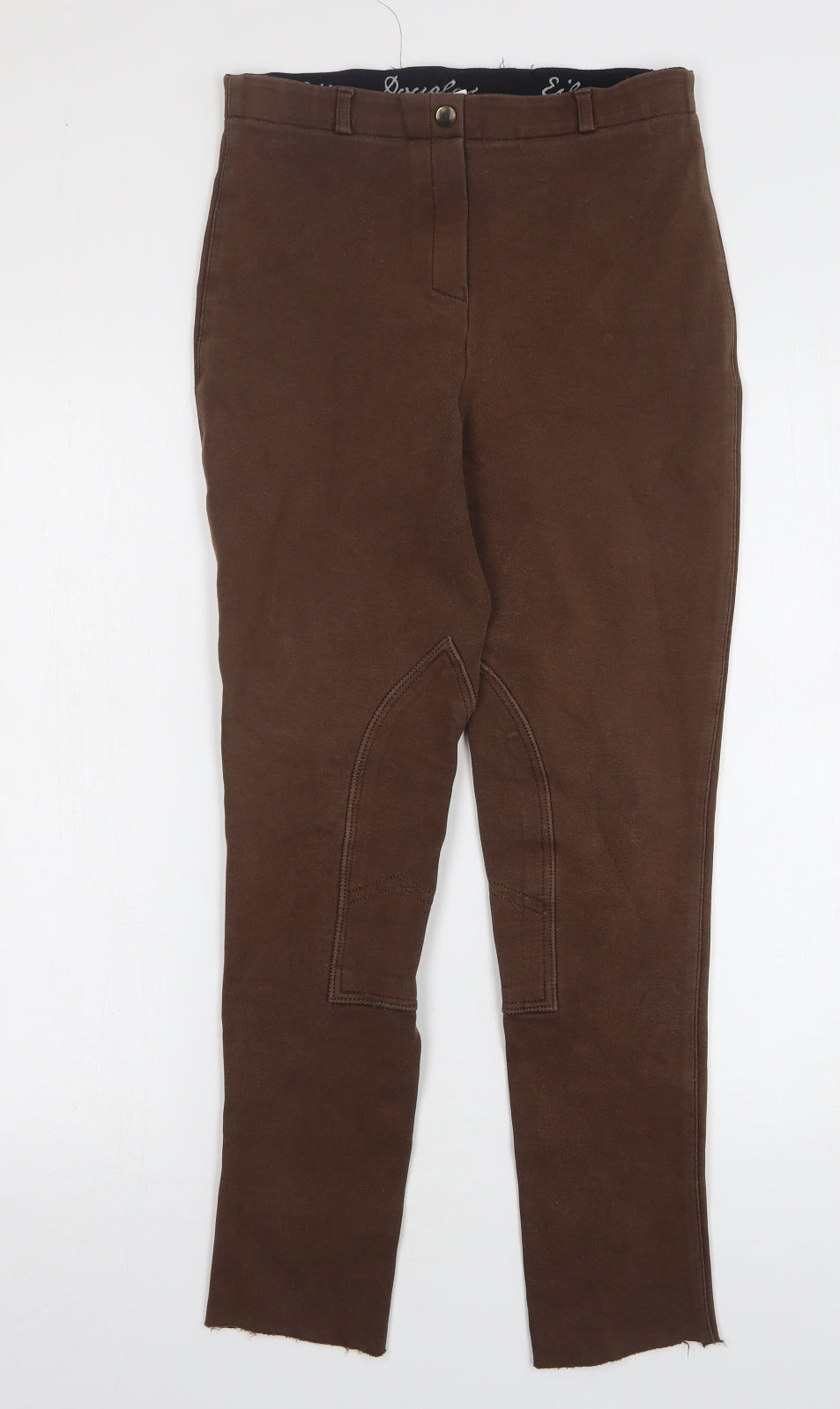 Eileen Douglas Womens Brown Cotton Trousers Size 26 L27 in Regular
