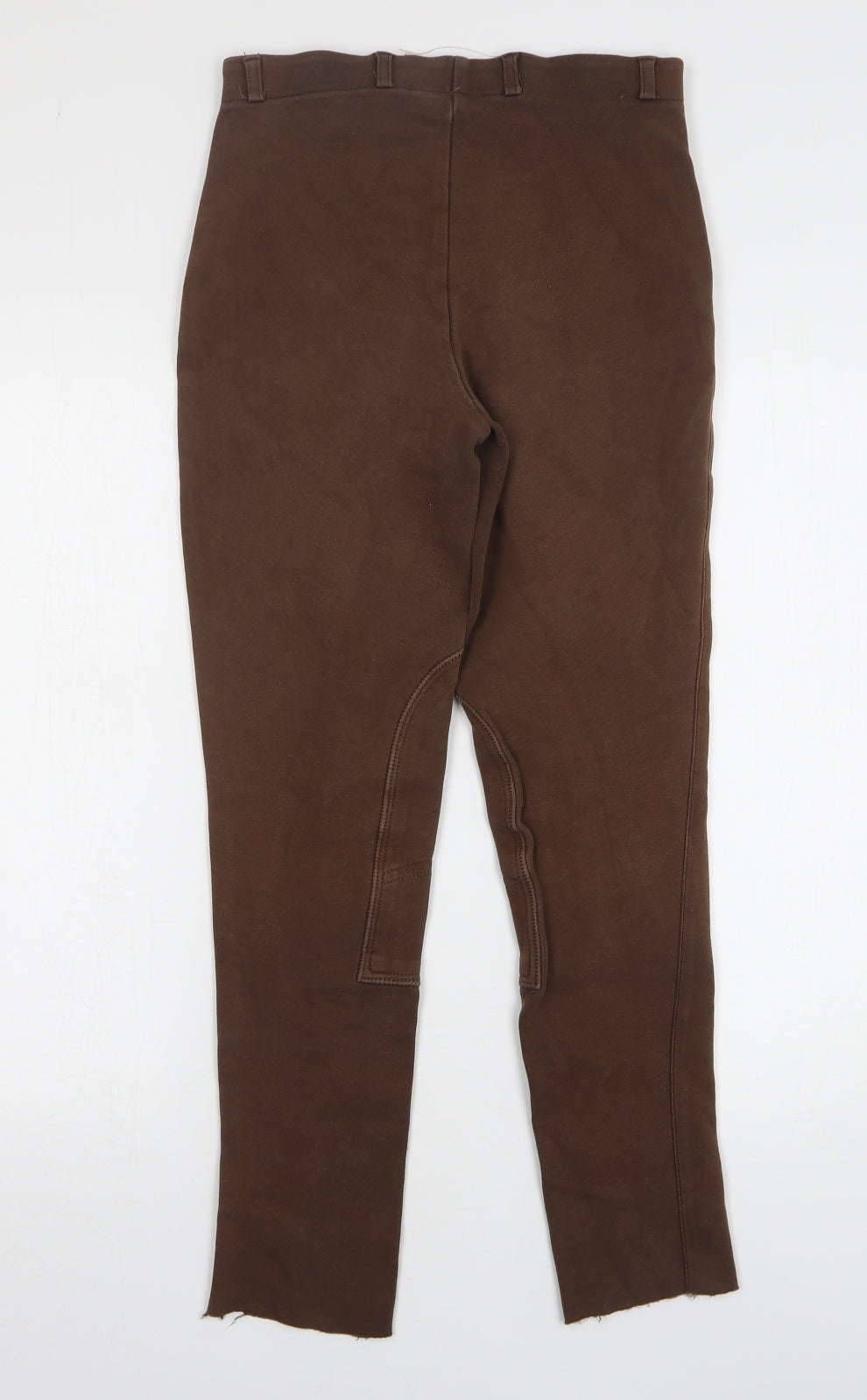 Eileen Douglas Womens Brown Cotton Trousers Size 26 L27 in Regular