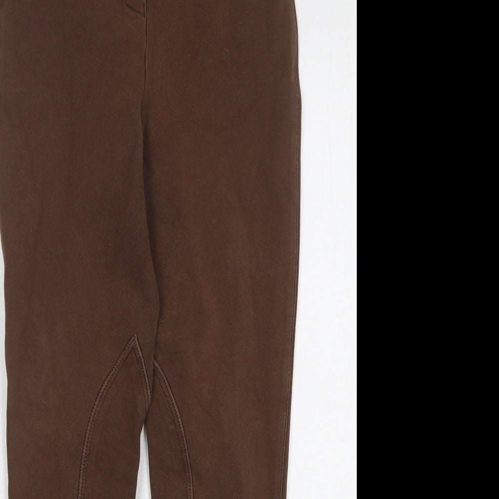 Eileen Douglas Womens Brown Cotton Trousers Size 26 L27 in Regular