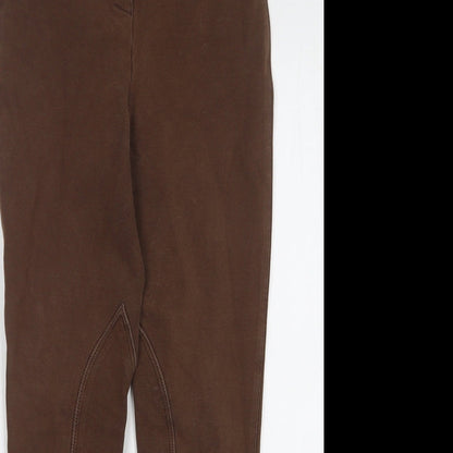 Eileen Douglas Womens Brown Cotton Trousers Size 26 L27 in Regular