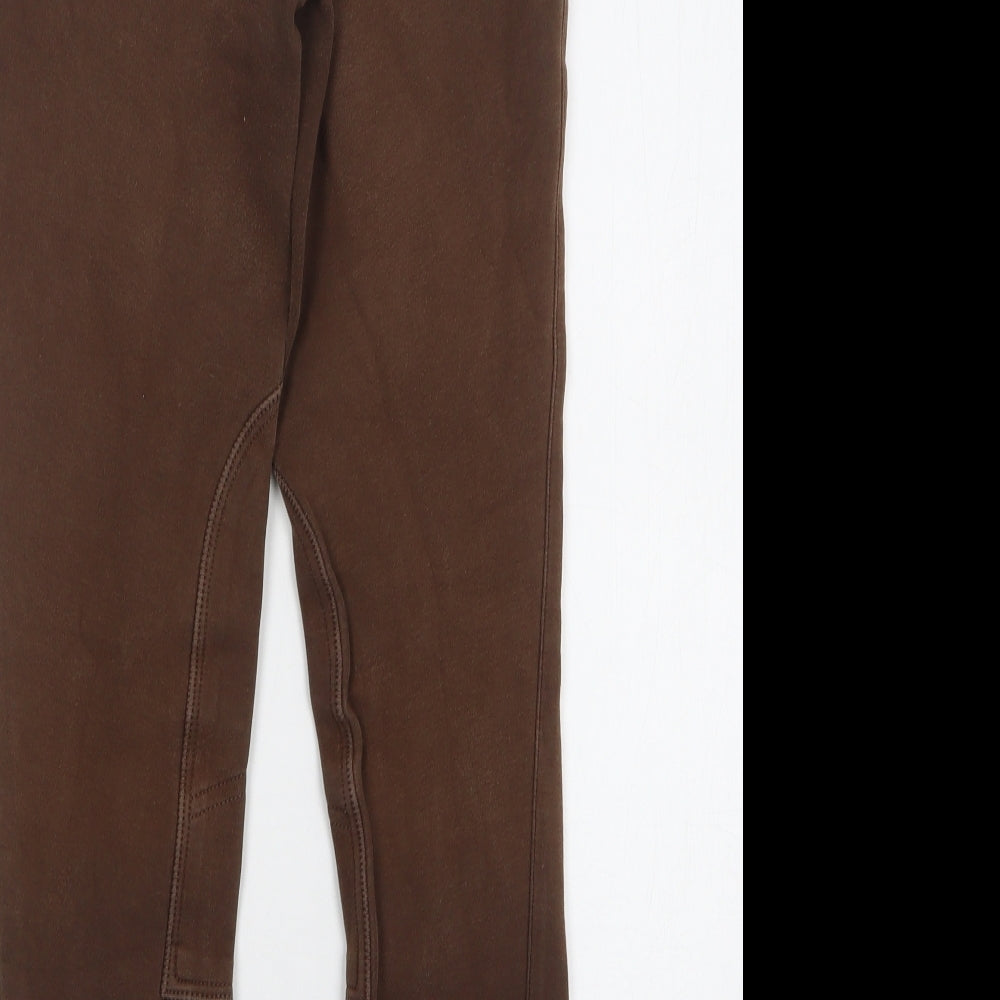 Eileen Douglas Womens Brown Cotton Trousers Size 26 L27 in Regular