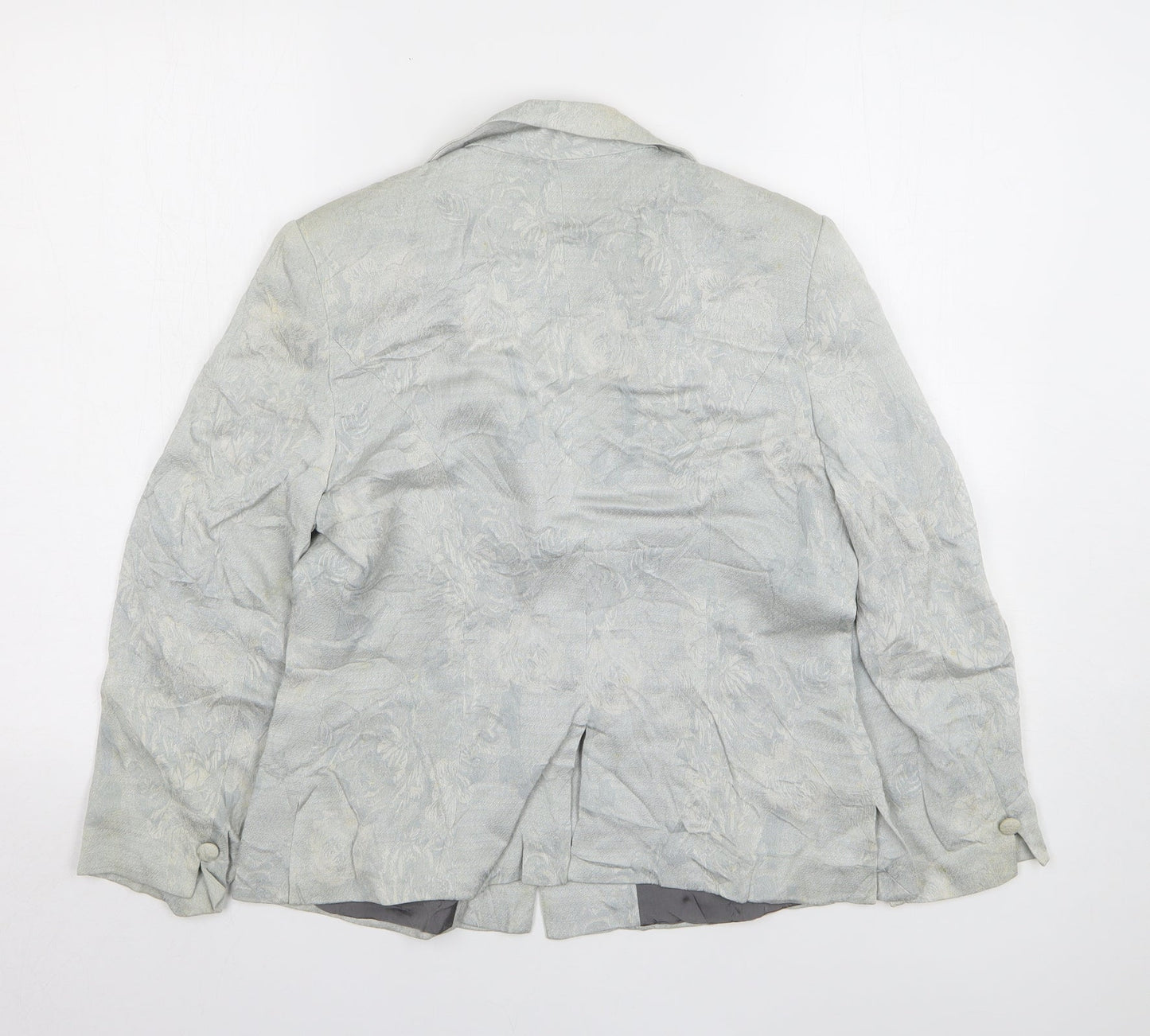 Grace Womens Blue Floral Viscose Jacket Blazer Size 12