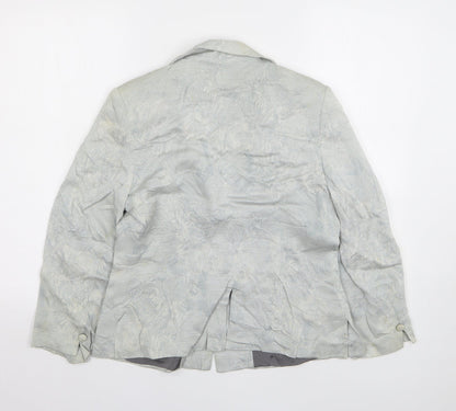 Grace Womens Blue Floral Viscose Jacket Blazer Size 12