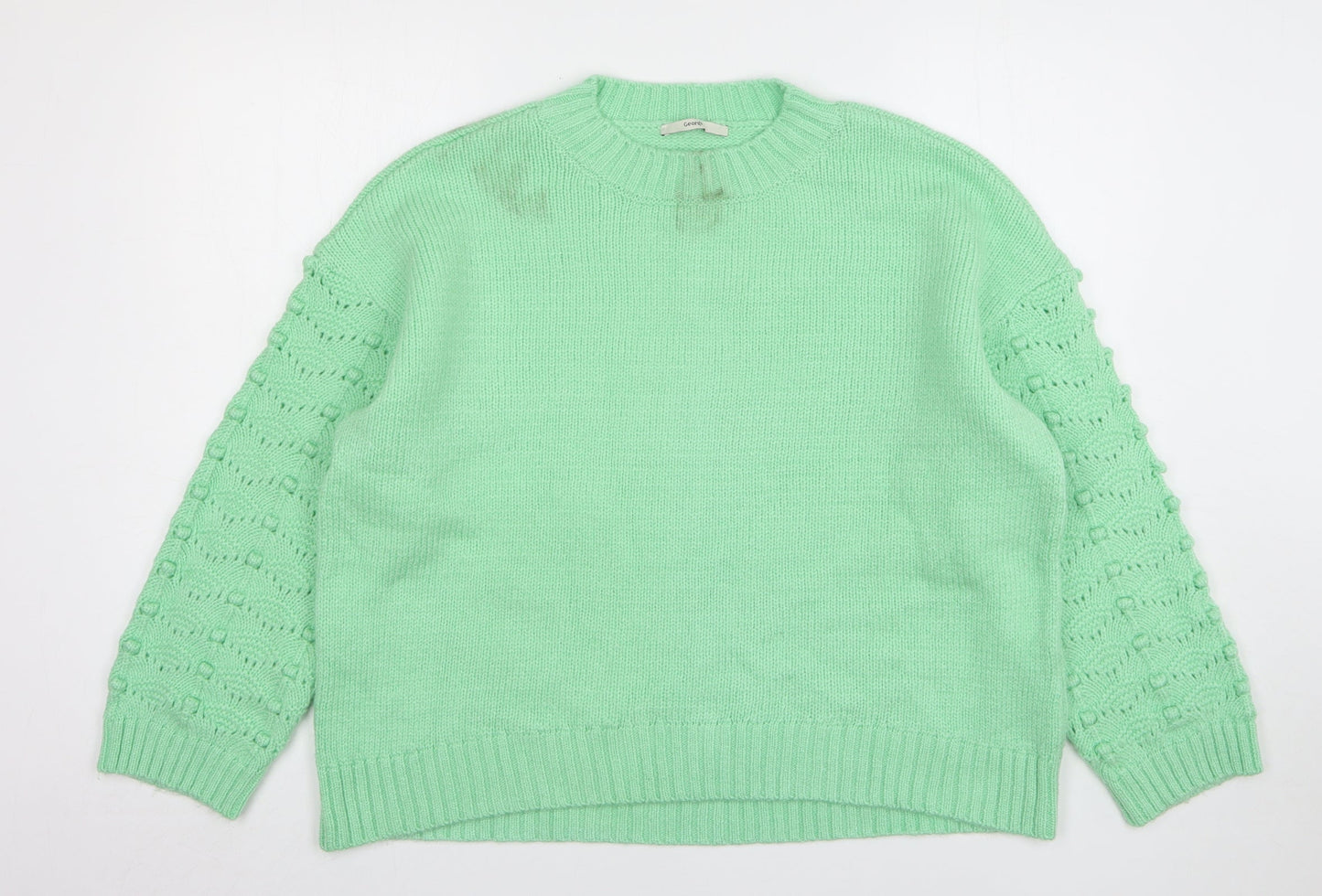 George Womens Green Round Neck Acrylic Pullover Jumper Size L