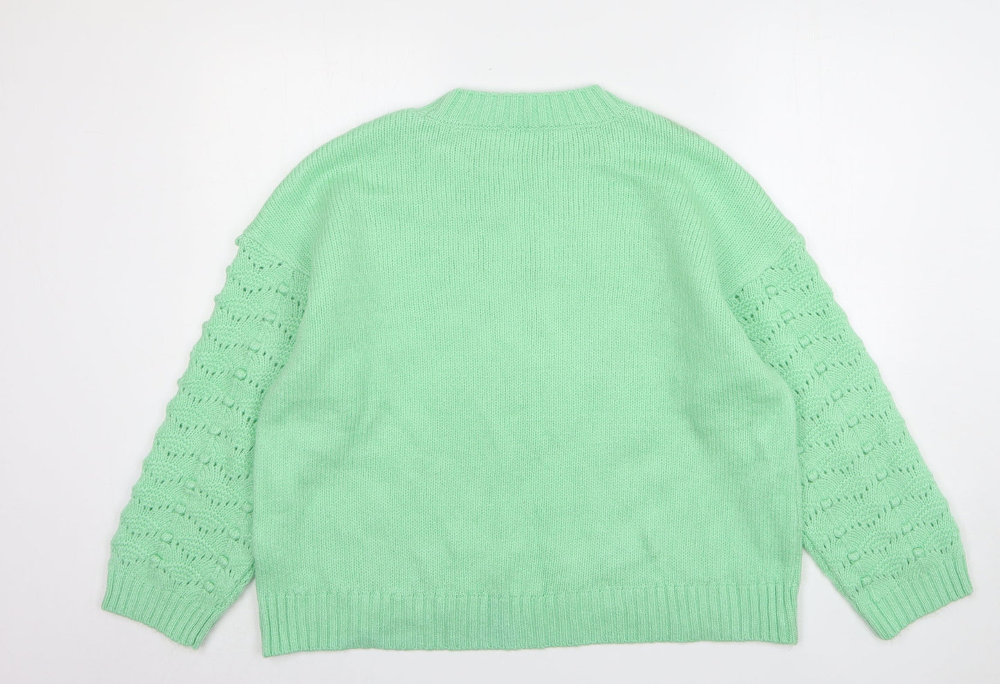 George Womens Green Round Neck Acrylic Pullover Jumper Size L